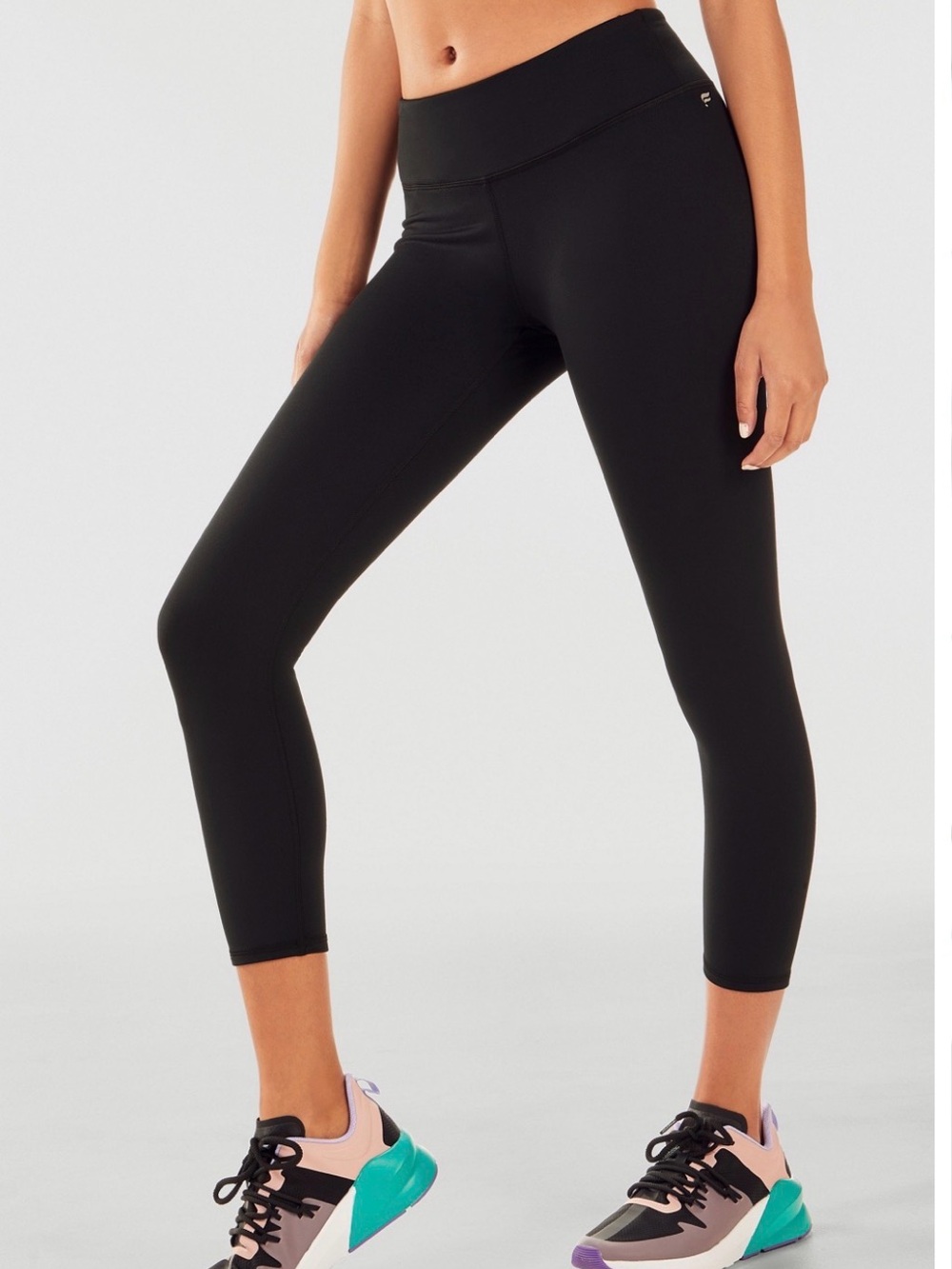 Fabletics Black Define PowerHold Mid-Rise Capri